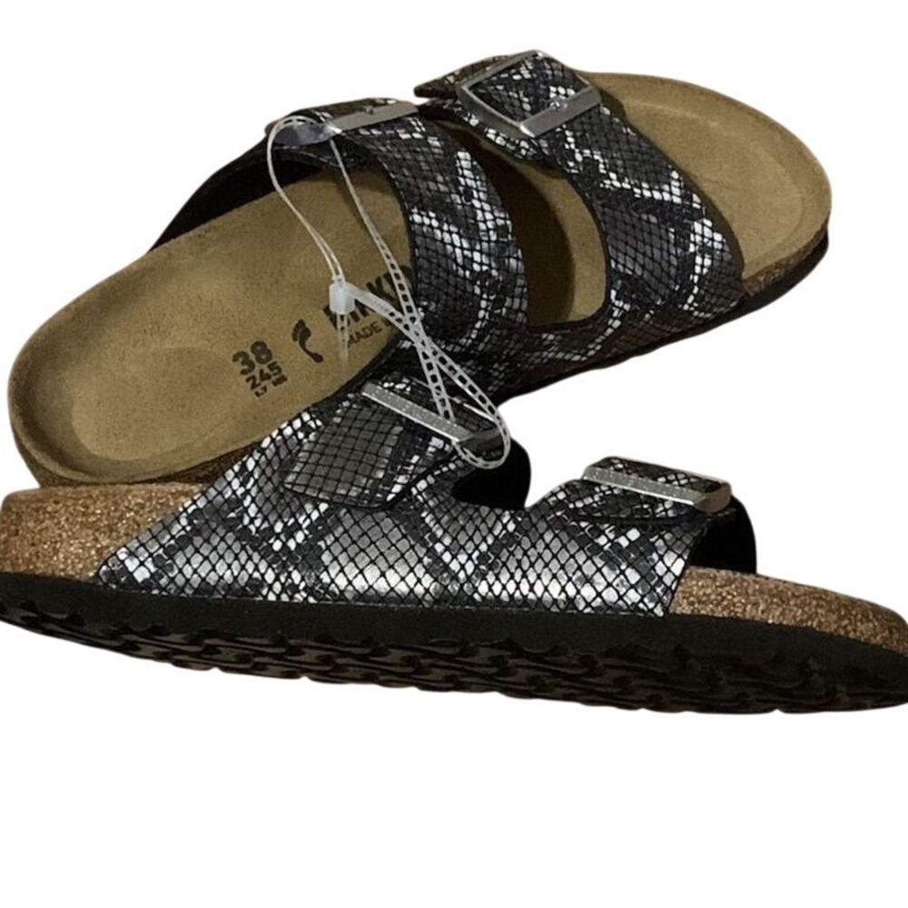 Birkenstock Arizona Split Birko-Flor Animal Metallic Print Size 7-7.5 US NWT - Picture 2 of 6